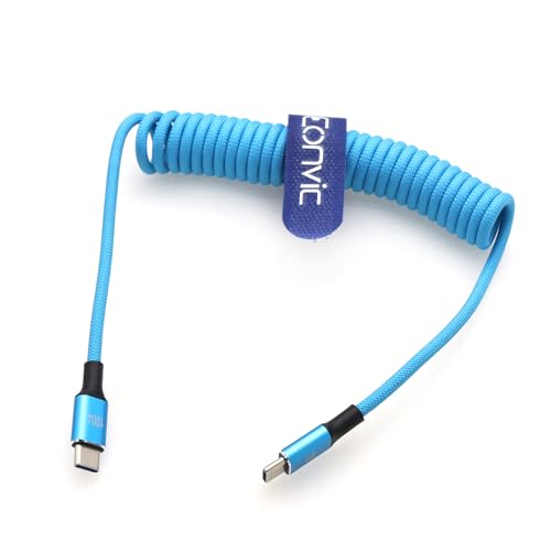 Eonvic USB Typ C auf USB C 20Gbps Daten 100W PD Schnellladekabel für iPhone 15 Pro Max Plus iPad Pro MacBookAir15 Huawei MateBook MagicBook Surface Pro7/5 (Blau, aufgerollt, 40 cm) von EONVIC