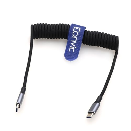 Eonvic USB Typ C auf USB C 20Gbps Daten 100W PD Schnellladekabel für iPhone 15 Pro Max Plus iPad Pro MacBookAir15 Huawei MateBook MagicBook Surface Pro7/5 (Schwarz, Spiralkabel, 40 cm) von EONVIC