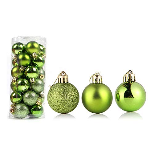 EONYUANGUO 24pcs Weihnachtskugel Set, Christbaumkugeln Ornamente 4cm Weihnachtskugeln Christbaumkugeln Ornamente Weihnachtsdekoration (Grün) von EONYUANGUO