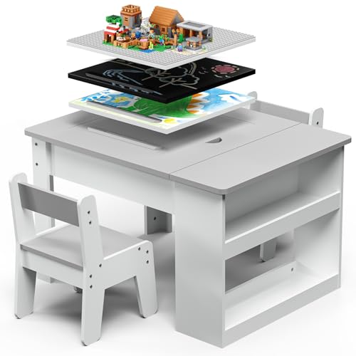 EORMM kindertisch mit 2 stühlen,Multifunktion Spielen Malen Lesen, 4 Wechselplatten, verstellbar & kippsicher, Stauraum, stabil bis 60kg, sicher ab 3 Jahre EORMM kindertisch mit 2 stühlen,Multifunktion Spielen Malen Lesen, 4 Wechselplatten, verstellbar & kippsicher, Stauraum, stabil bis 60kg, sicher ab 3 Jahre von EORMM