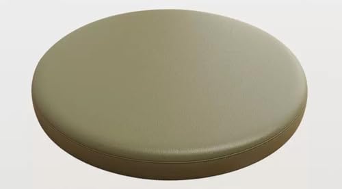 Rundes Stuhlkissen, Rutschfestes Rundes Hockerkissen, Sitzkissen Aus Leder, 30 Cm/35 Cm/40 Cm/45 Cm Wasserdichte Runde Stuhlauflage Mit Reißverschluss-Design ( Color : Olive Green , Size : 35*35*4.5CM von EORNOW