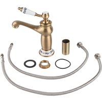 Blumenmuster Eingriff Mixer Tap Kalt/heißes Wasserhahn für Badezimmerbecken Waschbecken (antik) - Eosnow von EOSNOW
