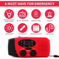 Emergency Handkurbel Radio mit led -Taschenlampe für am/fm noaa tragbares Wetter Dynamo 2000mah Power Bank Telefon Ladegerät usb Ladet & Solar von EOSNOW