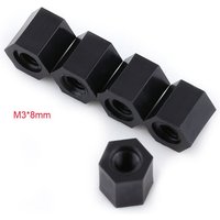 Eosnow 100pcs Black PA66 M3 weibliches X -Hex -Gewinde -Spacer -Standoff (M38) von EOSNOW