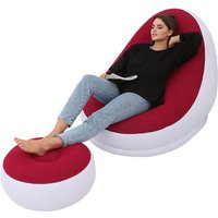 Eosnow Aufblasbarer Stuhl, faltbar, beflocktes PVC, bequem, mit Fuhocker, aufblasbare Lounge für Outdoor, Camping, Reisen, Rot Eosnow Aufblasbarer Stuhl, faltbar, beflocktes PVC, bequem, mit Fuhocker, aufblasbare Lounge für Outdoor, Camping, Reisen, Rot von EOSNOW