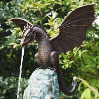 Eosnow - Garten-Drachenstatue, Brunnen-Drachen-Ornament, Kunstharz, Wasserspiel-Skulptur für Hausgarten-Dekoration von EOSNOW