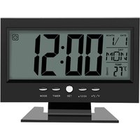 Eosnow LCD-Tischwecker mit digitalem Schallsensor, Kalender und Temperaturanzeige, Schwarz Eosnow LCD-Tischwecker mit digitalem Schallsensor, Kalender und Temperaturanzeige, Schwarz von EOSNOW