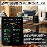 Eosnow - Tuya WiFi15in1 Luftqualitätsdetektor Haushalt tragbarer aqi PM0.3 PM1.0 PM2.5 PM10 co CO2 tvoc hcho tester tft Anzeige Multifunktionale von EOSNOW