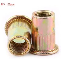 Eosnow - M3-M12 Kohlenstoffstahl Flachgewinde Nietmutter Flansch Nietmutter Nutsert Befestigungselement (M3x100 Stück) von EOSNOW