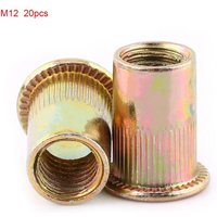 M3-M12 Kohlenstoffstahl flacher Gewinde Nietmutter Flansch Rivnut Nutsert Befestern (M12X20PCs) - Eosnow von EOSNOW