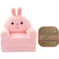 Niedliches faltbares Kindersofa mit Cartoon-Motiv, Rückenlehne, Sessel, 2-in-1, faltbares Kinder-Schlafsofa für Wohnzimmer, Schlafzimmer, Rosa von EOSNOW