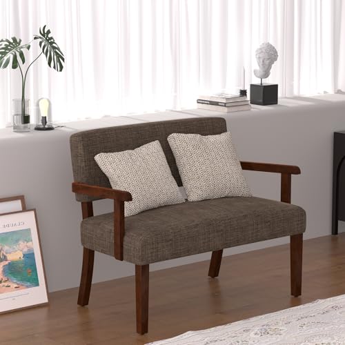 EOSVALO Küchensofa 2-sitzer Sitzbank Polstersofa, Sessel mit weichem Sitz und Armlehnen für das Wohnzimmer, Loveseat für Esszimmer, Leseraum und Warteräume (Grau) von EOSVALO