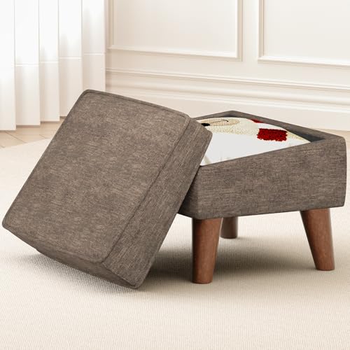 EOSVALO Sitzhocker mit Stauraum, weicher Trittbank, Fußstütze und Sitz, Fußstütze für Wohnzimmer, Schlafzimmer, Studentenwohnheim (Braun, klein) von EOSVALO