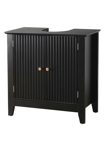 EOSVALO Waschbeckenunterschrank, Modernes und unter dem Waschbecken liegendes Badezimmer-Schrank; U-förmiger Schrank unter dem Waschbecken; 2 Türen und EIN Fach; Geeignet für Badezimmer. (Schwarz) von EOSVALO