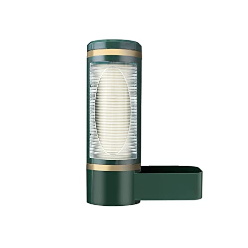 EOTRERANQ Badezimmer-Becherspender, grüner Pull-Typ-Wasserbecherhalter, wandmontierter Wasserbecherspender, passend for verschiedene Kunststoff- und Pappbecher for Zuhause und Büro, Dispensador de Vas von EOTRERANQ