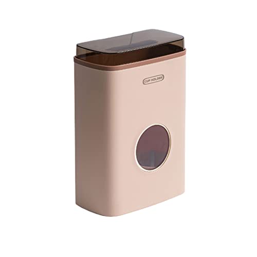 EOTRERANQ Badezimmer-Doppelrohr-Becherspender, Wandmontage, Pappbecher-Organizer, selbstklebend, ohne Bohren von Löchern, Pull-Typ-Becherhalter for Zuhause, Büro, Dispensador de Vasos Halter(Pink) von EOTRERANQ