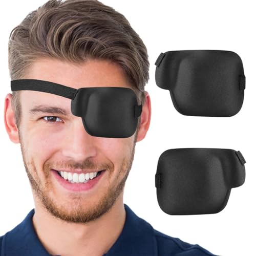 EOUIAV 2 Stück Einzelne Augenklappe Verstellbare Augenmaske, Einzelne Augenklappe Dreidimensional Elastische, für Erwachsene Kinder Links+Rechts von EOUIAV