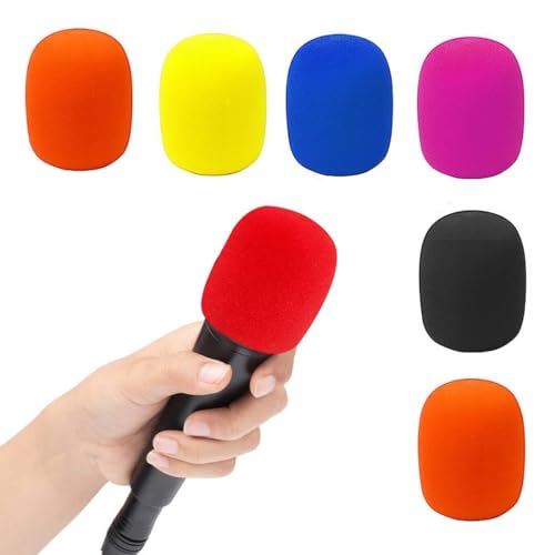 EOUIAV 6 Stück Mikrofon-Windschutzscheibe, handwaschbare Mikrofon-Schutzhülle, Mikrofon-Schaumstoff-Schutzhülle, wiederverwendbarer Schwamm-Windschutz, für KTV-Konferenzraum, Bühne von EOUIAV