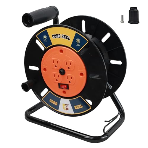 EP Verlängerungskabel-Aufbewahrungsrolle mit 4 geerdeten Ausgängen, robuste offene Kabeltrommel für 12/3, 14/3, 16/3 Netzkabel, tragbare leere Handkurbel, Elektrokabelrollenhalter, Orange EP Verlängerungskabel-Aufbewahrungsrolle mit 4 geerdeten Ausgängen, robuste offene Kabeltrommel für 12/3, 14/3, 16/3 Netzkabel, tragbare leere Handkurbel, Elektrokabelrollenhalter, Orange von EP