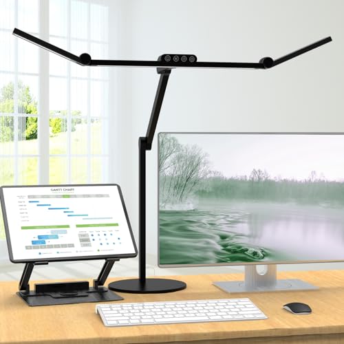 1500 Lumen Schreibtischlampe LED dimmbar – 24W Tageslichtlampe mit Sockel und Umgebungslicht, drehbare Tischlampe für Homeoffice & Büro, automatische Schreibtisch Monitor Lampe zum Zeichnen & Arbeiten von EPABINA