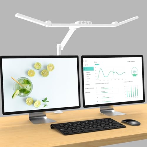 1500 Lumen Superhelle LED Schreibtischlampe Klemmbar, 24W Dimmbare Tageslichtlampe für Haushalt und Büro, Tischlampe Monitor Lampe, Klemmlampe mit Drehbarer Lichtstange, Bürolampe [Energieklasse G] von EPABINA