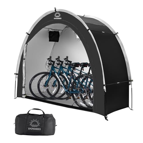 EPCPSHADES fahrradgarage für 2 fahrräder wetterfest, 210D Oxford Fahrrad Zelt wasserdichte Fahrradplane Gerätehaus für Motorrad Gartengeräte Spielzeug, Bogen, 210 x 80 x 170 cm von EPCPSHADES