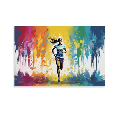 EPEDIC Vintage Runner Wandkunst für Wohnzimmer Outdoor Rennen Modern Sports Abstrakte Graffiti Gemälde auf Leinwand Wandkunst Poster für Heimdekorationen Wanddekoration von EPEDIC