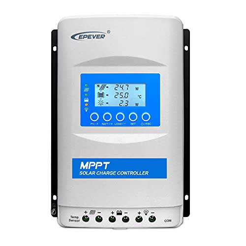 EPEVER MPPT Laderegler 40A 12/24V Auto XTRA4215N Solar Panels Max PV 150V Common Negative Grounding Solarladeregler LED & LCD Display für Blei-Säure, Lithium, User (MPPT 40A) von EPEVER