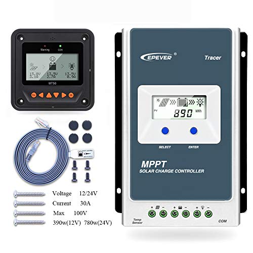 EPEVER MPPT Solar Ladegerät Tracer AN Serie 10A / 20A / 30A / 40A mit 12V / 24V DC Automatische Identifizierung Systemspannung(30A+MT50) von EPEVER