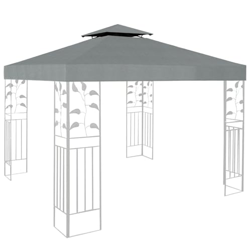 Pavillondach 3x3m Wasserdicht Doppeldach Schutzhaube Pavillon Ersatzbezug Gartenpavillon Ersatzdach Sturmfest Partyzelt Ersatzbezug (Grau, 3 x 3m) von EPFHR