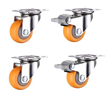 EPHASI 4 Stück 50 mm robuste 160 kg orange Lenkrollen Trolley Möbelrollen Gummi (Farbe: 2A2C, Größe: 5,1 cm) von EPHASI