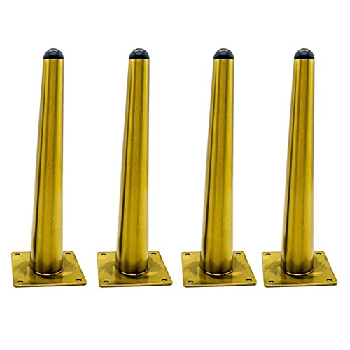 EPHASI 4 Stück Edelstahl-Möbeltischbeine, TV-Schrankfuß, Sofabein, Hardware, Schrankfüße 12/15/20/25/30 cm, konische Beinbelastung 900 kg (Farbe: gerader Kegel, Gold, Größe: 20 cm) von EPHASI