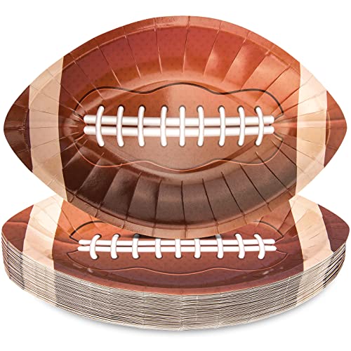 EPHYO 50 Stück Fußball-Pappteller, 25,4 x 16,5 cm, Superbowl Partyteller, Superschale, Einwegteller, Dessert, Vorspeisen, Dinner-Party, Zubehör, Fußball-Form, oval, 50 Stück von EPHYO