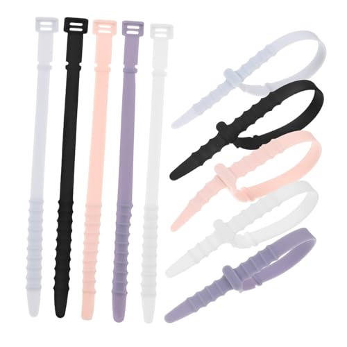 EPIGEIST 10 Stück Elastische Silikon Kabelbinder Wiederverwendbar Flexible Kabelorganisatoren für Büro Haushalt Reise Strapazierfähige Weiche Gummi zip ties in Farben zur Kabel von EPIGEIST