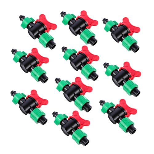EPIGEIST 10 Stück Teiliges Bewässerungs Kugelhahn Grün Langlebiger Doppel Schnappverschluss für Tropfbewässerung Einfache Wasserflusskontrolle Passend für PVC und PE Schläuche von EPIGEIST