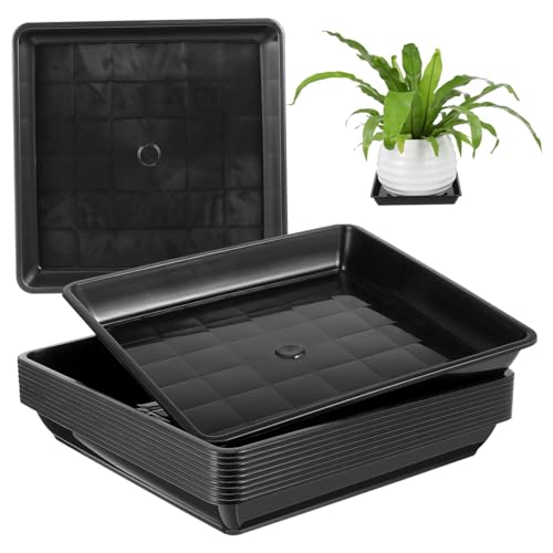 EPIGEIST 10 Stück Teiliges Quadratische Kunststoff Blumentopf Untersetzer Hitzebeständig Robust und Langlebig für Garten und Innenbereich Pflanzentablett zur Wasserauffangschale von EPIGEIST