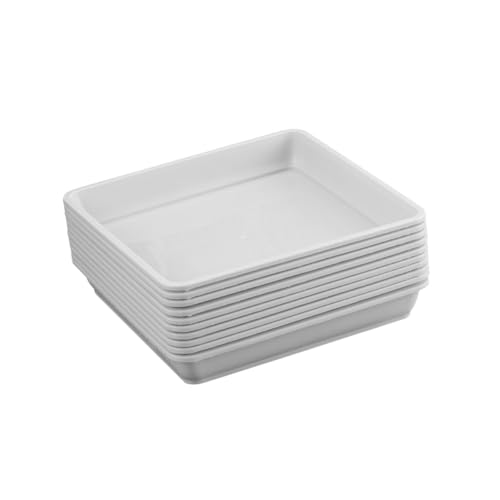EPIGEIST 10 Stück Teiliges Quadratische Weiße Pflanzuntersetzer aus Hitzebeständigem Kunststoff Robustes Abtropf Tablett für Sukkulenten Blumentöpfe Indoor und Outdoor Gartenzubehör von EPIGEIST