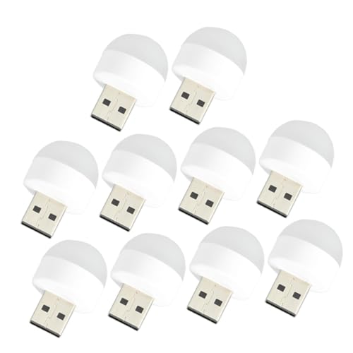 EPIGEIST 10 Stück Teiliges USB Nachtlicht Kompakte LED Steckleuchten Tragbar und Langlebig Sicher für Schlafzimmer und Auto Geeignet für USB Anschlüsse an Laptop PC und Mehr Weißes Licht von EPIGEIST