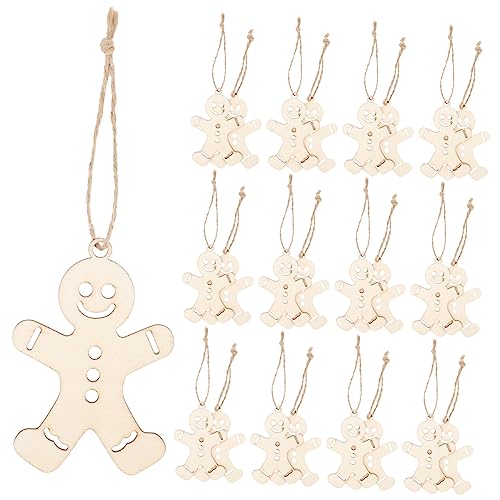 EPIGEIST 100 Stück Teiliges Weihnachtsanhänger Lebkuchenmann aus Holz Wiederverwendbare DIY Bastel Holzfiguren mit Schnur Langlebige Detailreiche Christbaumschmuck Dekoration für Schule von EPIGEIST