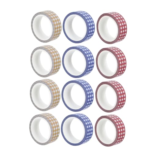 EPIGEIST 12 Rollen Vintage Klebeband Dekorative Klebestreifen in Rot Blau Gel DIY Bastelmaterial für Scrapbooking Tagebuch Geschenkverpackung Abziehbare Praktische Washi Tapes von EPIGEIST