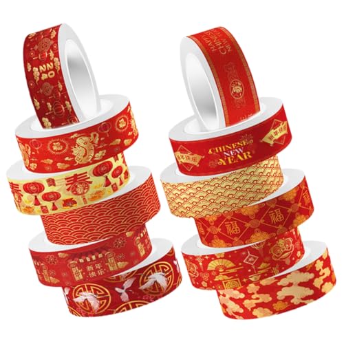 EPIGEIST 12 Rollen Washi Tape für DIY und Scrapbooking Bastelmaterialien für Kreative Projekte Leicht Abreißbar für Planer und Chinesisches Neujahr Deko von EPIGEIST