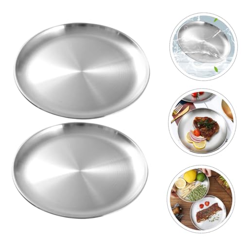 EPIGEIST 2 Stück Edelstahl Servierplatten Rund Multifunktional Bbq Fleischplatte Kuchenplatte Obstschale Für Party Restaurant Zuhause von EPIGEIST