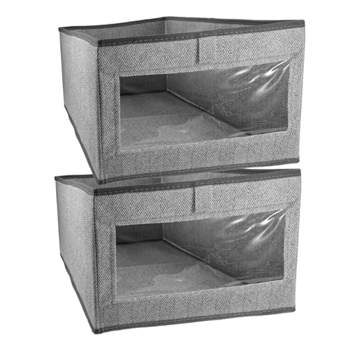 EPIGEIST 2 Stück Faltbare Aufbewahrungsbox Groß Stoff Organizer mit Griffen für Kleidung und Haushaltsgegenstände Klappbar Platzsparend für Schrank und Regal von EPIGEIST