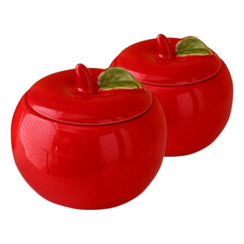 EPIGEIST 2 Stück Keramik-apfel-keramikbehälter Für Leckereien, Keksdose Mit Deckel, Weihnachtskerzendose, Pfeffersauce, Gewürzdose, Gewürzdose, Teedose, Küchenkanister, von EPIGEIST