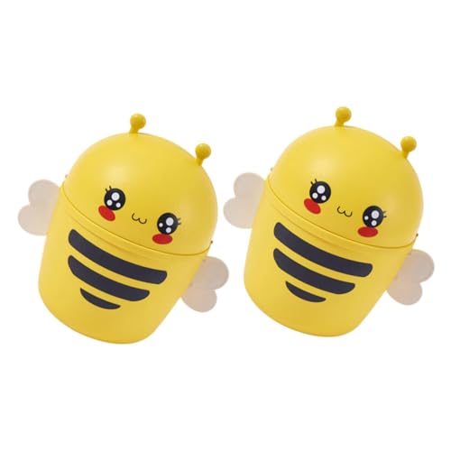 EPIGEIST 2 Stück Mini Desktop Mülleimer mit Cartoon bienen Design Kompakter Tischabfalleimer mit Klappdeckel Multifunktionaler Schreibtisch abfallbehälter für Büro Küche Bad Wohnzimmer von EPIGEIST