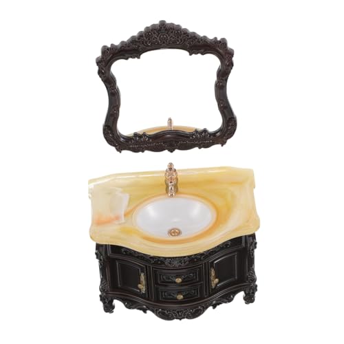 EPIGEIST 2 Stück Puppenhaus-badezimmerschrank Mini-waschtische Mini-spültischdekoration Mikroszenen-Ornamente Miniaturschrank Mit Waschbecken Minischrank Mit Waschbecken Abs Black von EPIGEIST