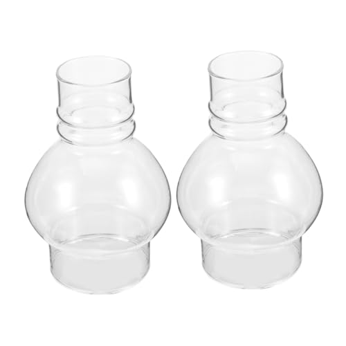 EPIGEIST 2 Stück Runder Klarer Glaslampenschirm Große Öllampen Langlebiger Petroleum lampenschirm Sicherer Ersatz für Vintage Kerosinlampen Kompatibel mit Lampenfassung Dekorativ und von EPIGEIST