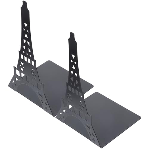 EPIGEIST 2 Stück Teiliges Buchstützen Tower Design Kreative Hohl Gestaltete Buchhalter für Bücher Ordner Zeitschriften Stabiler Bücherständer für Schreibtisch und Regal Schwarz von EPIGEIST