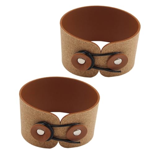 EPIGEIST 2 Stück Verstellbare Edelstahl Becherschutzhülle Braun Weiches Korkleder Isolierend für Heiße Kalte Getränke Komfortabler Griff Geeignet für Kaffee Tee Outdoor Nutzung von EPIGEIST