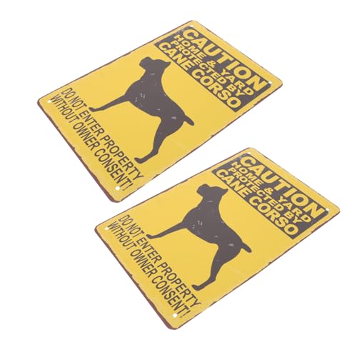 EPIGEIST 2 Stücke Teiliges Metall Warnschild Hund Vintage Stil Robuste Eisenschild Garten Warnung Dekoratives Gartenschild mit Hunde Motiv für Außenbereich von EPIGEIST